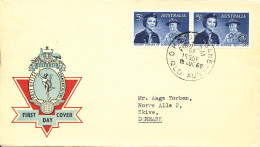 Australia FDC 18-8-1960 Sutherland Girl Guides Baden Powell In Pair With Cachet And Sent To Denmark - FDC