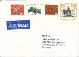 Australia Postal Stationery Cover Sent To Denmark Uprated But No Postmarks On Stamps Or Cover - Interi Postali