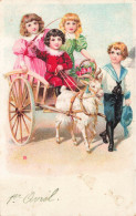 FETES ET VOEUX - 1er Avril - Des Enfants Sur Une Charrette - Colorisé - Carte Postale Ancienne - Erster April