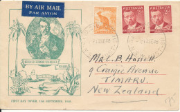 Australia FDC 13-9-1948 Sir Ferdinand Von Mueller With Cachet Uprated And Sent To New Zealand - Sobre Primer Día (FDC)