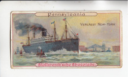 Stollwerck Album No 2 Dampfer Hamburg Amerika Packetfahrt Pennsylvania Verlässt New York  Grp 66#2 Von 1898 - Stollwerck