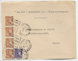 FRANCE  MERCURE 15CX4+40C LETTRE DAGUIN VITRY FRANCOIS 10.4.1940 MARNE AU TARIF - 1938-42 Mercurius