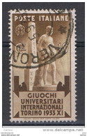 REGNO  VARIETA':  1933  UNIVERSIADI  -  10 C. BRUNO  US. -  CORONA  DX. -  C.E.I. 337 A - Oblitérés