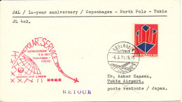 Denmark -  Japan Air Lines Flight Cover 10 Years Anniversary Copenhagen - North Pole - Tokyo 6-6-1971 - Brieven En Documenten