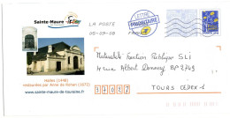 Entier Postal PAP Local Personnalisé Indre Et Loire Sainte Maure De Touraine Cité Du Fromage Halles 1448 Restaurées 1672 - Listos Para Enviar: Transplantes/Logotipo Azul