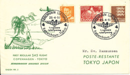 Denmark First SAS Flight Copenhagen -Johannesburg 8-1-1953 - Storia Postale