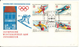 Austria Cover Olympic Games 5-2-1976 Set Of 4 Stamps With Cachet - Briefe U. Dokumente