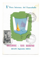 V^ FIERA INTERNAZIONALE DEL FRANCOBOLLO - RICCIONE - SAN MARINO - 1953. - 1946-60: Storia Postale