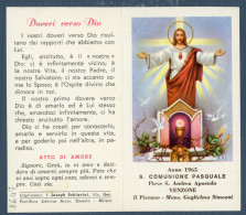 °°° Santino N. 8647 - S. Comunione Pasquale - Venzone 1965 °°° - Religion & Esotérisme