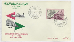 UAR 10M LETTRE COVER  TRAIN RAILWAYS FDC 30.1.1957 EGYPT - Covers & Documents