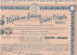 ACTION DE 5 £ . THE MATCH And TABACCO TIMBER SUPPLY COMPAGNY . LISBOA PORTUGAL . RESTE 45 COUPONS  N° 051.276 A 051.280 - Andere & Zonder Classificatie