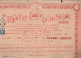 ACTION DE 20 £ . THE MATCH And TABACCO TIMBER SUPPLY COMPAGNY . LISBOA PORTUGAL . RESTE 45 COUPONS  N° 294.101 A 294.120 - Andere & Zonder Classificatie