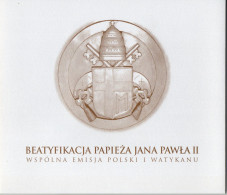 POLAND 2011 SPECIAL LIMITED EDITION PHILATELIC FOLDER: POPE JPII JOHN PAUL 2 BEATIFICATION VATICAN JOINT ISSUE MS & FDC - FDC