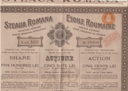 ETOILE ROUMAINE S.A. Pour L'industrie Du PETROLE  .  500 LEI  .  RESTE 2 COUPONS  .  N°  358.049 - Oil