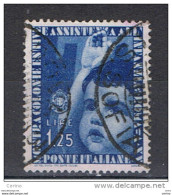 REGNO  VARIETA':  1937  COLONIE  ESTIVE  -  £. 1,25  AZZURRO  US. -  CORONA  CAPOVOLTA   -  C.E.I. 408 A - Gebraucht