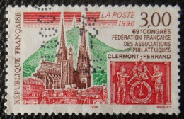 3004 France 1996 Oblitéré  Clermont-Ferrand Flèches De La Cathédrale Et Horloge - Oblitérés