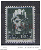 R.S.I.:  1944  SOPRASTAMPA  VR  -  15 C. VERDE  GRIGIO  US. -  SASS. 472 - Used