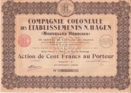 COMPAGNIE COLONIALE Des ETABLISSEMENTS N. HAGEN - NOUVELLES HEBRIDES N° 065.405  - COMPLETE AVEC SES 32 COUPONS - Autres & Non Classés