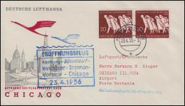 Luftpost Lufthansa Eröffnungsflug Hamburg / Chicago 23./ 24.4.1956 - Eerste Vluchten