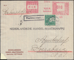 3. Testflug NL Nach NL-Indien H-NAFC Brief ROTTERDAM 25.9.28 N. SOERABAJA 21.10. - Luftpost