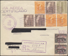 Guatemala R-Brief 10.9.1932 Mit Flugpostmarke 2 Servicio Aereo Nach Hamburg - Guatemala