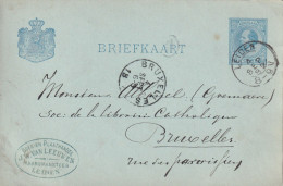 Briefkaart Firmastempel 4 Sep 1887 Leiden (kleinrond) Naar Brussel - Poststempels/ Marcofilie