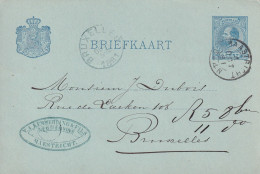 Briefkaart Firmastempel 4 Okt 1881 Maastricht (kleinrond) Naar Brussel - Poststempels/ Marcofilie