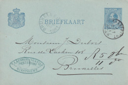 Briefkaart Firmastempel 4 Okt 1881 Maastricht (kleinrond) Naar Brussel - Poststempel