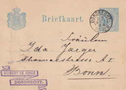 Briefkaart Firmastempel 23 Mei 1884 Dotrdrecht (kleinrond) Naar Bonn - Marcophilie