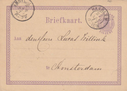 Briefkaart Firmastempel  27 Sep 1877 Haarlem (vroeg Kleinrrond) Naar Amsterdam - Poststempels/ Marcofilie