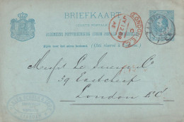 Briefkaart Firmastempel 14 Jul 1889 Zaandam (kleinrond) Naar Londen - Postal History