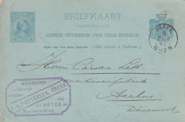 Briefkaart Firmastempel 3 Dec 1891 Sneek (kleinrond) Naar Aarhus Denemarken - Marcophilie