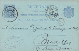 Briefkaart Firmastempel 30 Aug 1899 Arnhem (grootrond) Naar Brussel - Postal History