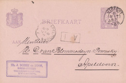 Briefkaart Firmastempel 8 Mrt 1887 Utrecht (kleinrond) Naar Apeldoorn - Poststempels/ Marcofilie