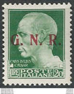 1943 Repubblica Sociale Lire 20 G.N.R. Brescia III Var MNH Sassone 487/III - Altri & Non Classificati