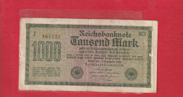 REICHSBANKNOTE . 1.000 MARK  .  15-9-1922 .  N°  467121  .  2 SCANNES - 500 Mark