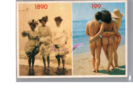 Carte Humour Pin Up En 1890 Et Femme Denudé En String En 199..  - Pin-Ups