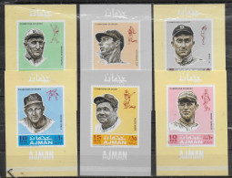 AJMAN  Epreuve Luxe  N°  96 PA 47 * *  NON DENTELE   Base Ball  Ruth Cobb Musial Dimaggio Wagner Sisler - Béisbol