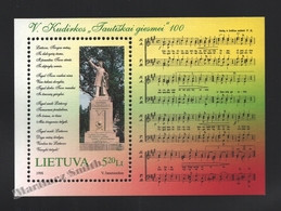 Lituanie – Lithuania – Lituania 1998 Yvert BF 14, Centenary Of The National Anthem - MNH – Miniature Sheet - Lituania