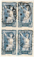 FRANCE - 186  50C BLEU JEUX OLYMPIQUES 1924 EN BLOC DE 4 TIMBRES OBL USED - Gebruikt