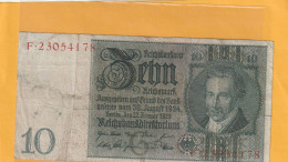 REICHSBANKNOTE  .  10 MARK  .  22-1-1929  .  N°  F.23054178 - 10 Mark