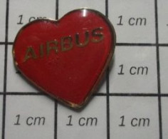 1215B Pin's Pins / Beau Et Rare / THEME : AVIATION / COEUR ROUGE J'AIME AIRBUS - Aerei