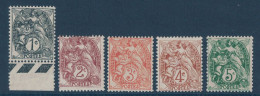 LOT SÉRIE Des 5 TIMBRES AU TYPE BLANC N° 107 À 111 TOUS NEUFS ** MNH - 1900-29 Blanc