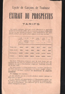 Toulouse (31) Tarifs Lycée De Garçons  1920 (PPP46850) - Non Classificati