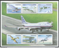 Pk377 Tanzania Transport Aviations Planes Kb Mnh Stamps - Vliegtuigen