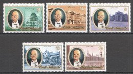 B0400 1974 Cook Islands World War Ii Wwii Churchill Architecture #438-442 Mnh - Militaria