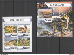 St009 2016 Guinea Prehistoric Animals Reptiles Dinosaurs 1Kb+1Bl Mnh - Préhistoriques