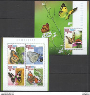 St1147 2014 Guinea-Bissau Butterflies Fauna Insects Kb+Bl Mnh Stamps - Vlinders