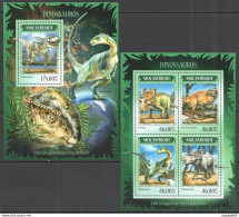 St2414 2014 Mozambique Dinosaurs Fauna Reptiles Prehistoric Animals Kb+Bl Mnh - Prehistóricos