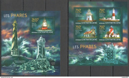 Ca713 2013 Central Africa Marine Life Architecture Lighthouses Phares Kb+Bl Mnh - Marine Life